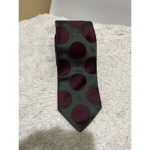 Richard James Saviile Row Men’s Tie 100% Silk Burgundy Green Circle Pattern